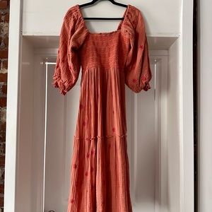 Free People dahlia embroidered maxi dress
